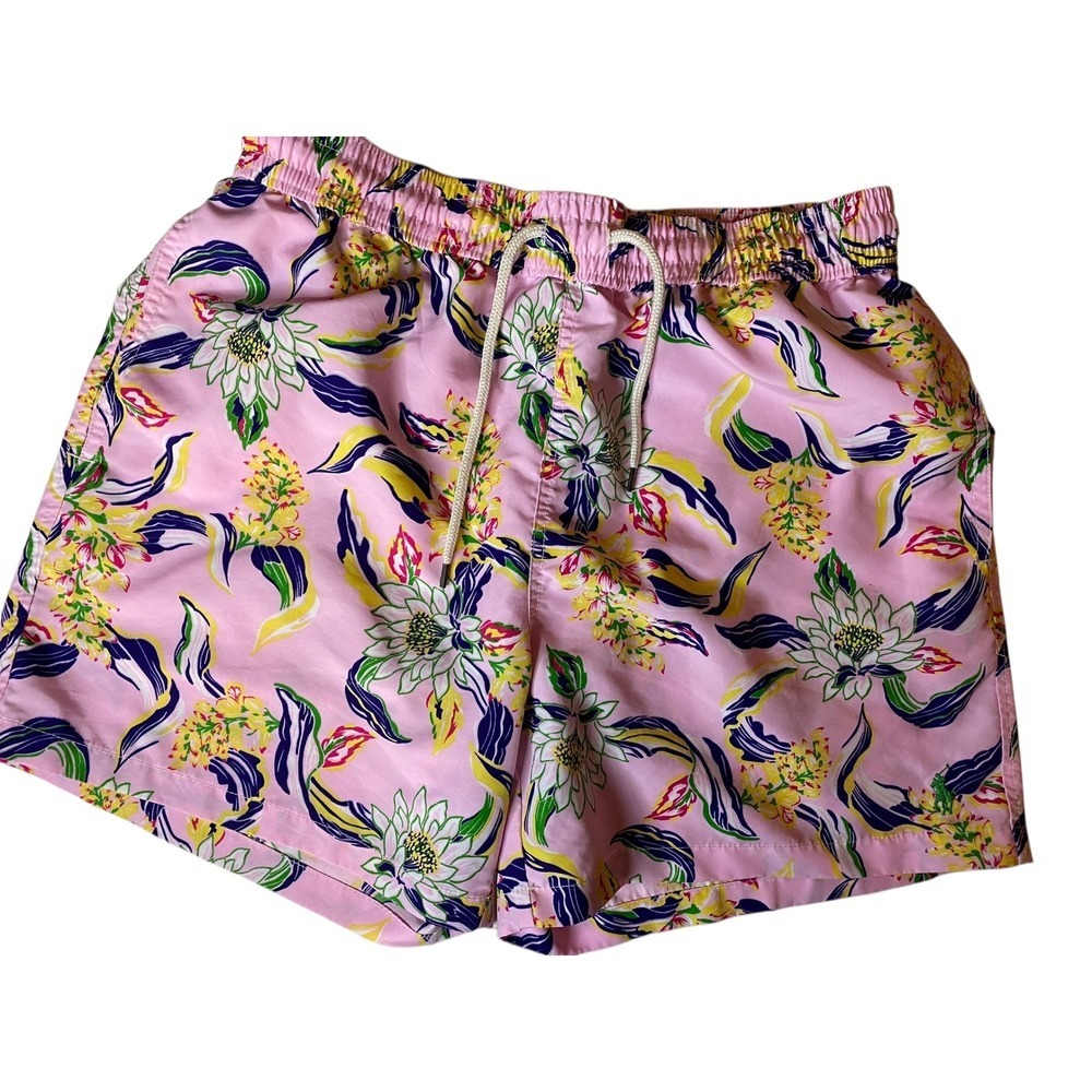 Polo Ralph Lauren Swim Trunks Men's L 32W 5" Pink Floral Board Shorts Beach